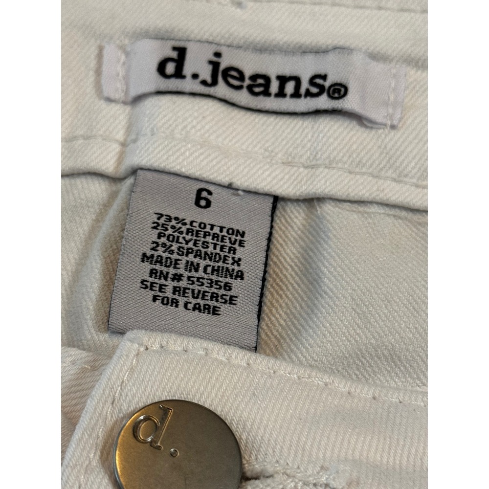 d.jeans Womens White Denim Bermuda Shorts Size 6 Cuffed Stretch Mid Rise - Picture 6 of 6